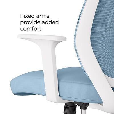 Fixed arms provide added comfort