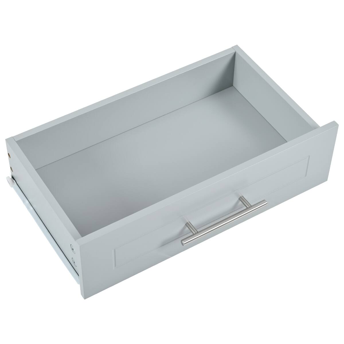 Alt View 8. Loheer - Loheer Kitchen Island with Trash Can Storage, Rubber Wood Top, Grey Blue - Grey Blue.