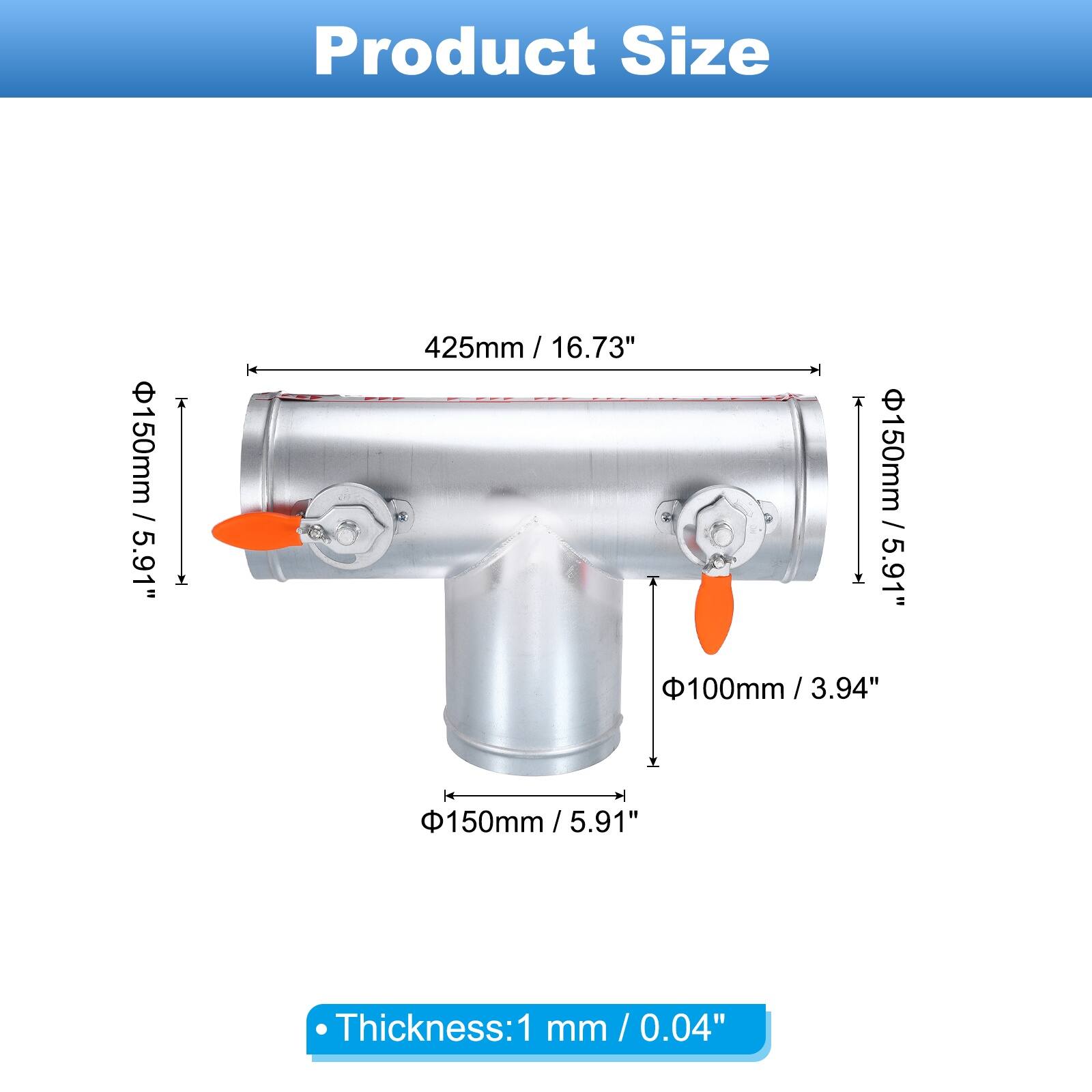 Product Size

- Diameter: 150mm / 5.91"
- Length: 425mm / 16.73"
- Width: 100mm / 3.94"
- Thickness: 1mm / 0.04"