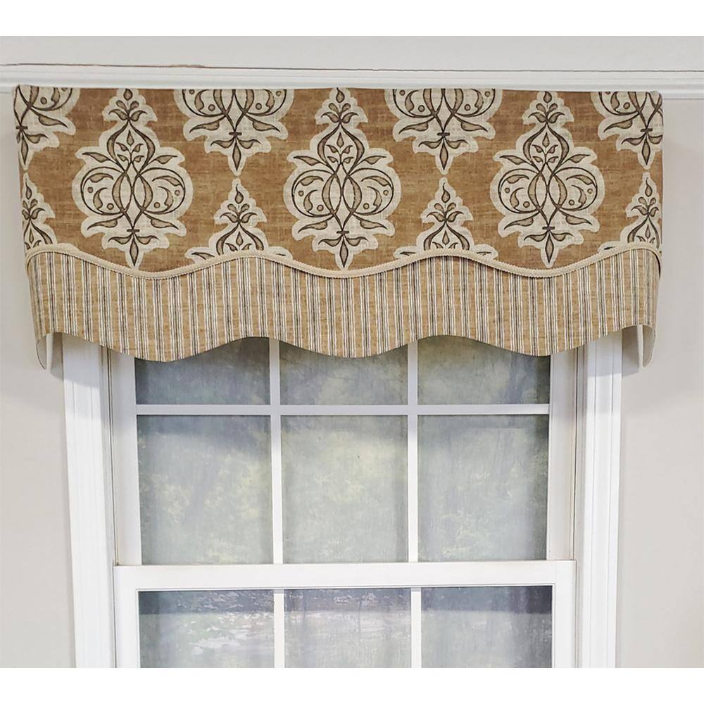 Angle. RLF Home - RLF Home Luxurious Modern Design Classic Jenna Glory Style Window Valance 50" x 16" Caramel - Caramel.