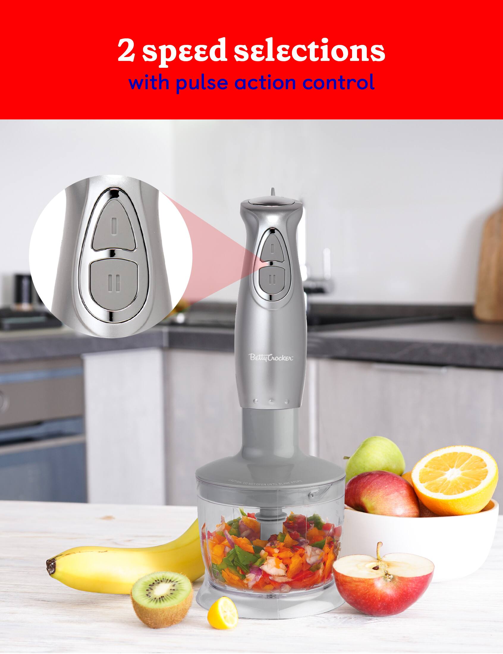 Betty Crocker Immersion Blender 2 Speed Silver - Best Buy