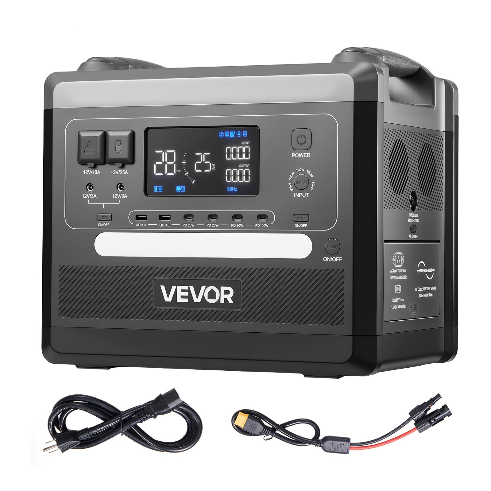 VEVOR - Portable Power Station, 2400W 2160Wh Power Station Solar Generator with 10 Output Ports & Adjustable Input Power (2160 Wh Capacity) - Black price history on PriceWatchPro