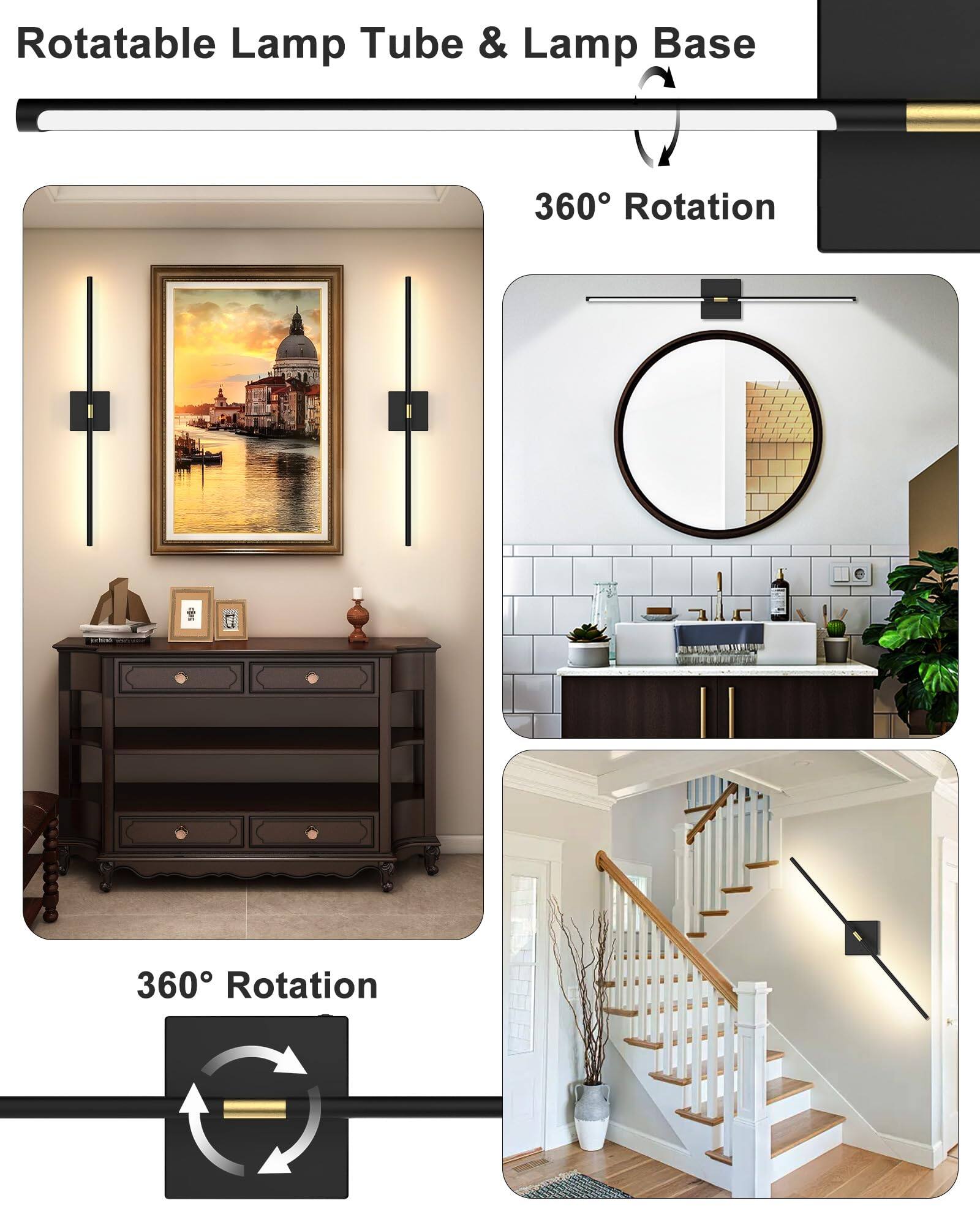 Rotatable Lamp Tube & Lamp Base  
360° Rotation  

360° Rotation