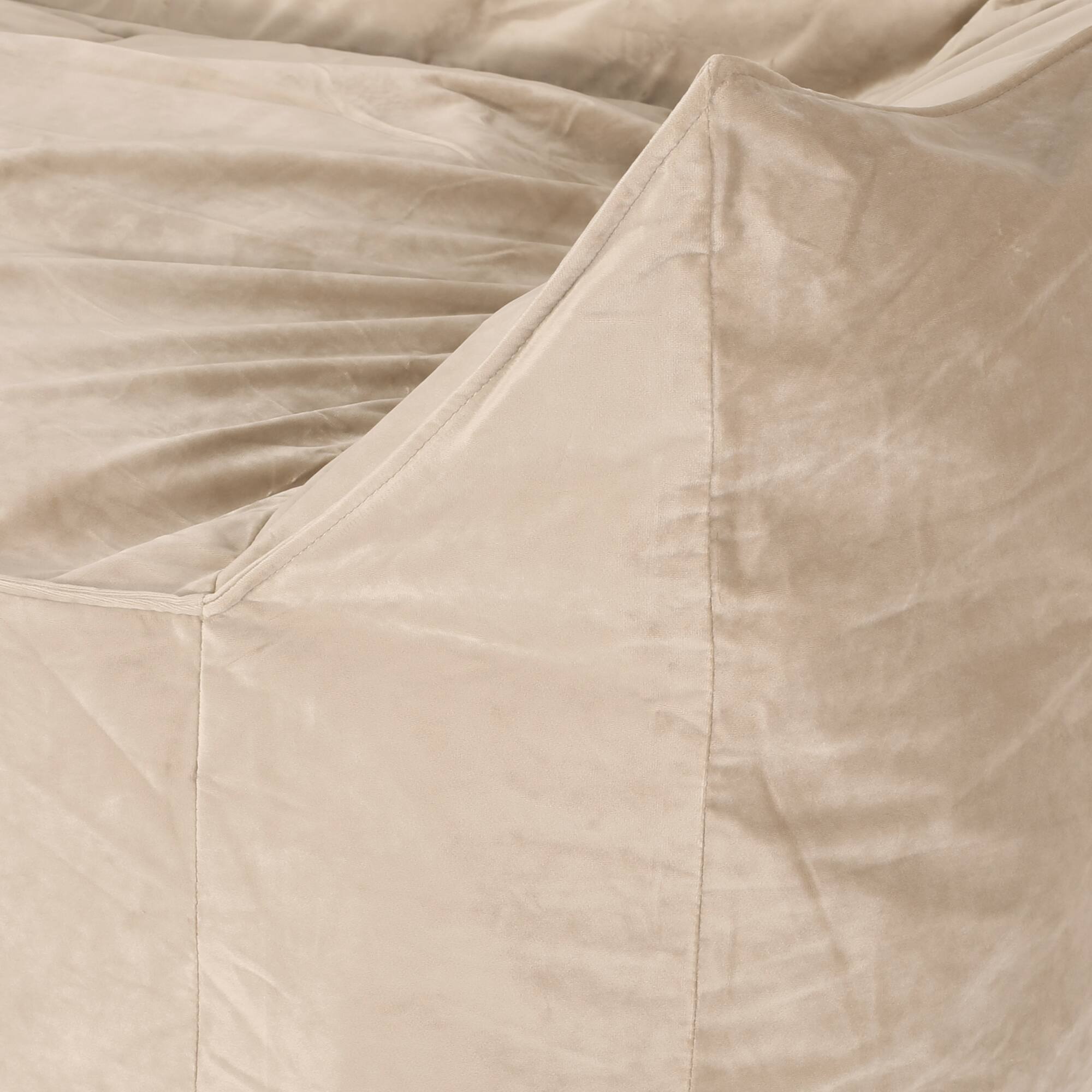 Left. GOODSILO - Premium Oversized Velvet Bean Bag Chair with Armrests for Ultimate Comfort and Style - taupe.