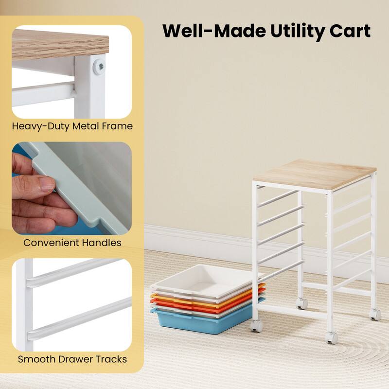 Well-Made Utility Cart  
Heavy-Duty Metal Frame  
Convenient Handles  
Smooth Drawer Tracks