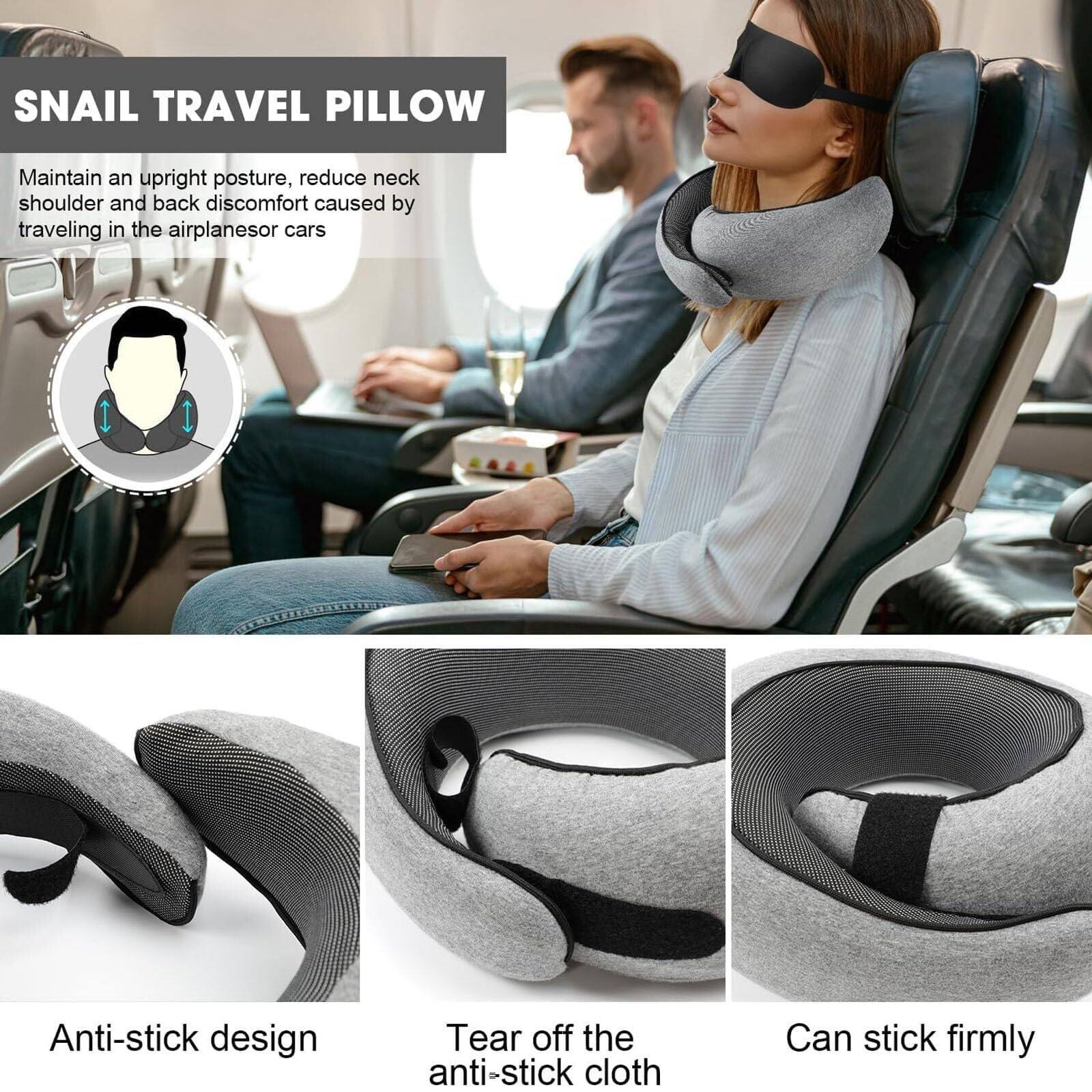 **SNAIL TRAVEL PILLOW**

Maintain an upright posture, reduce neck shoulder and back discomfort caused by traveling in the airplanes or cars

- Anti-stick design
- Tear off the anti-stick cloth
- Can stick firmly
