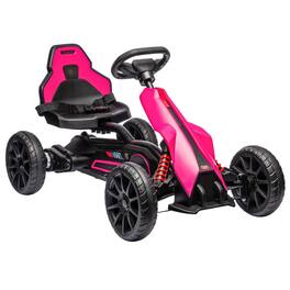 BreeBe - Aosom 12V Electric Go-Kart for Kids, Outdoor Ride On Toy with Forward & Backward Drive, Adjustable Speed, Ages 3-8 - Pink