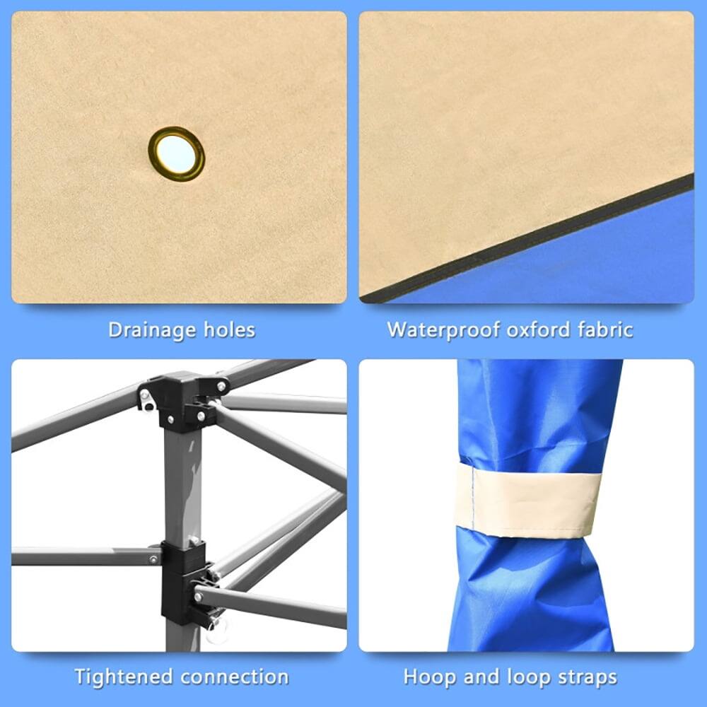 - Drainage holes
- Waterproof oxford fabric
- Tightened connection
- Hoop and loop straps