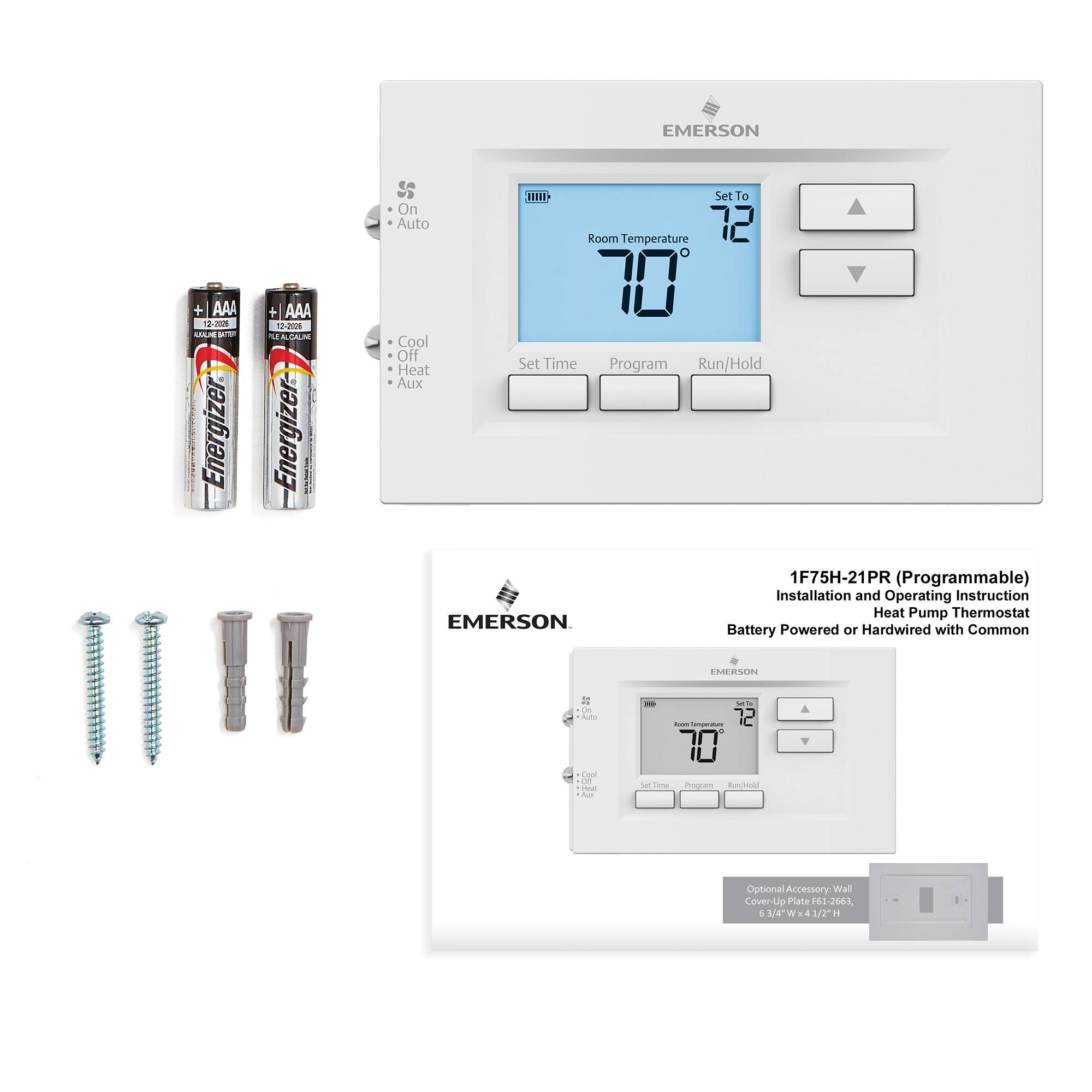 Alt View 14. Emerson - 70 Series, 7 Day Programmable, Heat Pump (2H/1C) Thermostat - White.