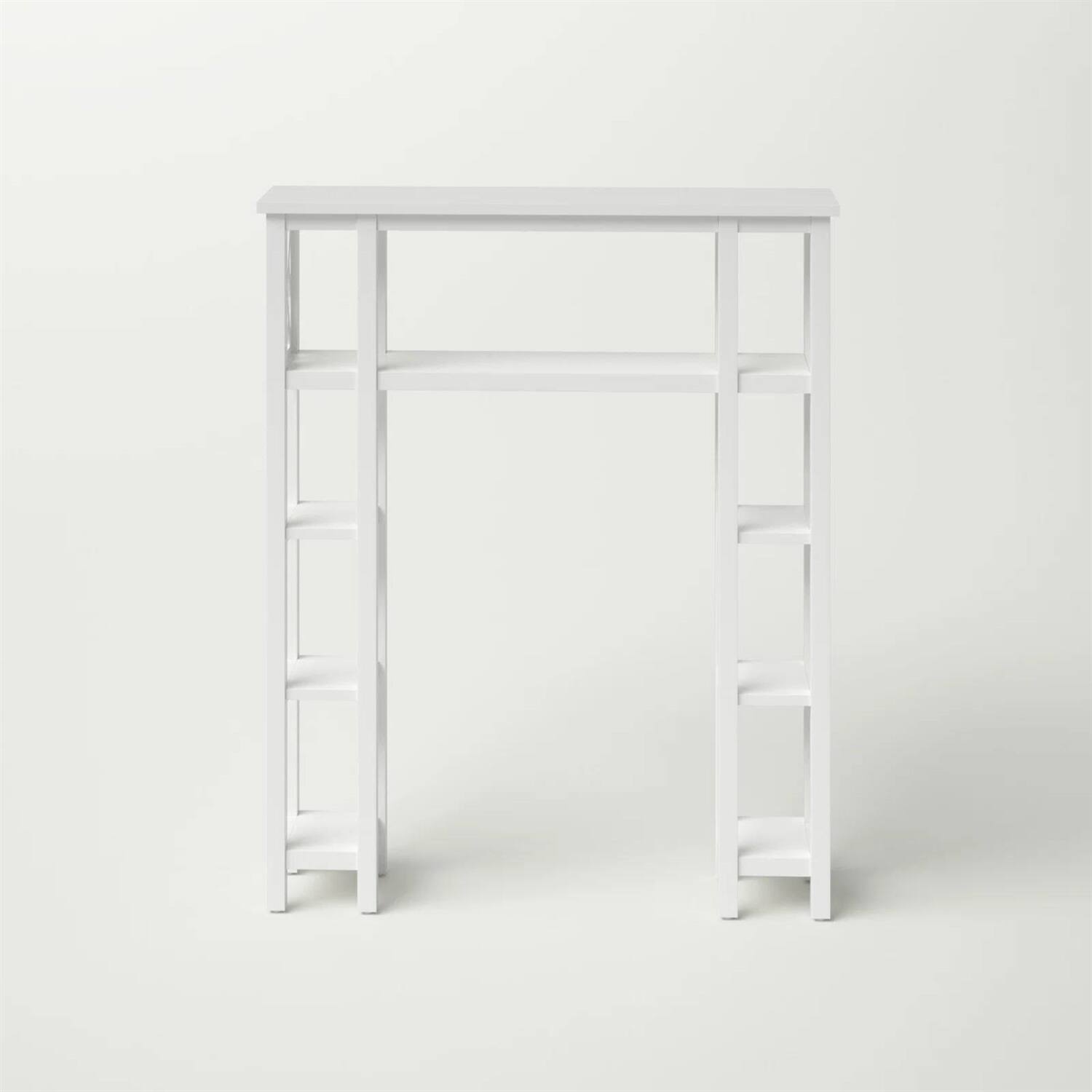 Back. Hivvago - Over the Toilet Bathroom Shelving Unit with 9-Shelves in White Wood Finish - White.