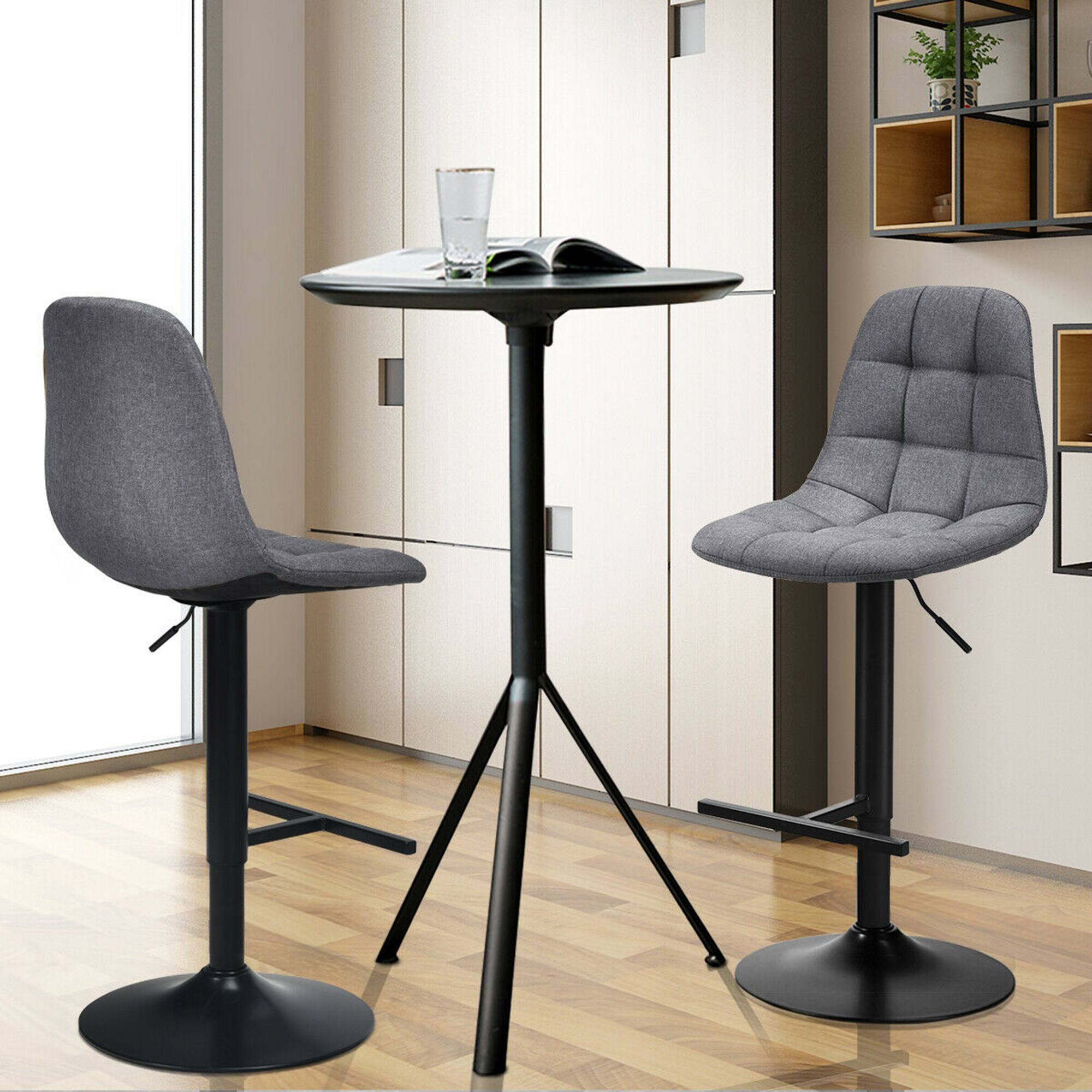 Alt View 3. Gymax - Gymax Set of 4 Adjustable Bar Stools Swivel Counter Height Linen Chairs with Back Gray - Grey.