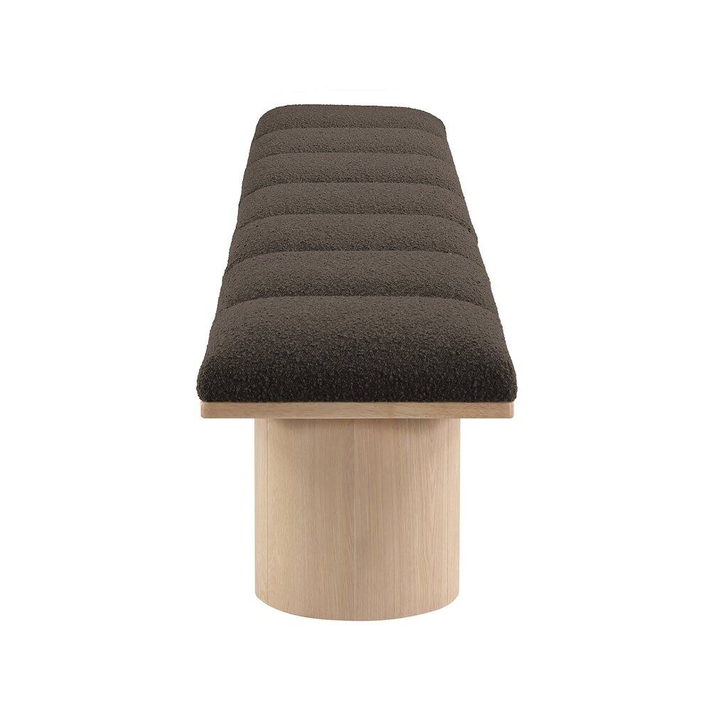 Alt View 2. Meridian Furniture - Pavilion Brown Boucle Fabric Bench - Brown.