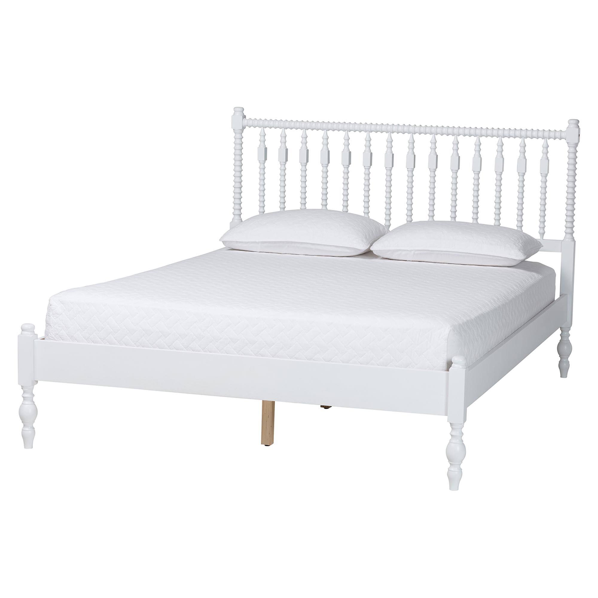 Left. Baxton Studio - Callison Spindle 4-Piece Bedroom Set - Platform Bed with Matching Dresser and 2-Drawer Nightstands, Full - White.