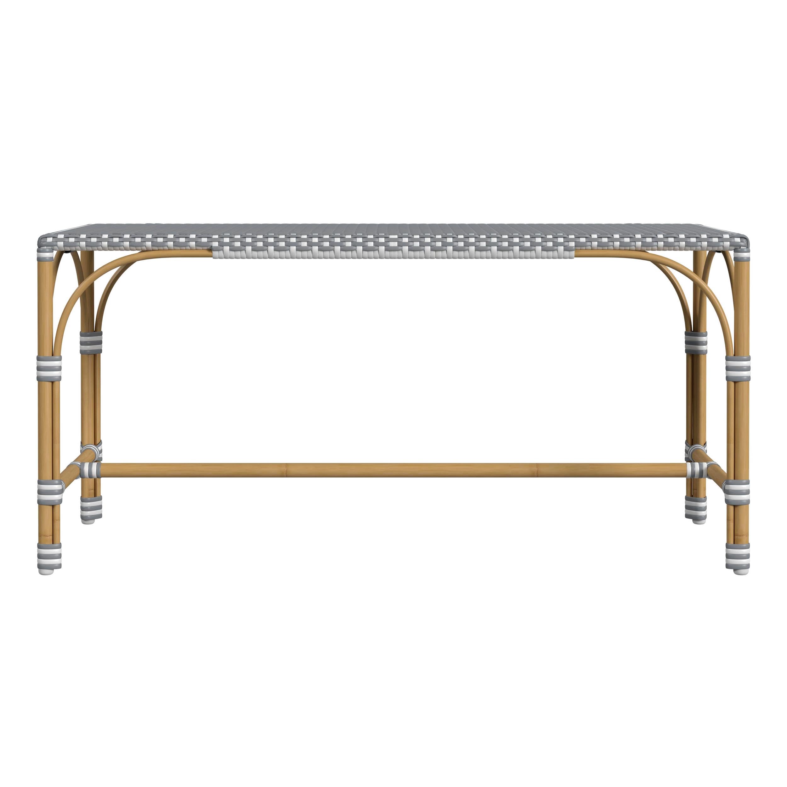 Left. Butler Specialty - Tobias 40 in. W Outdoor Rectangular Rattan Dining Bench - Gray And White Dot.