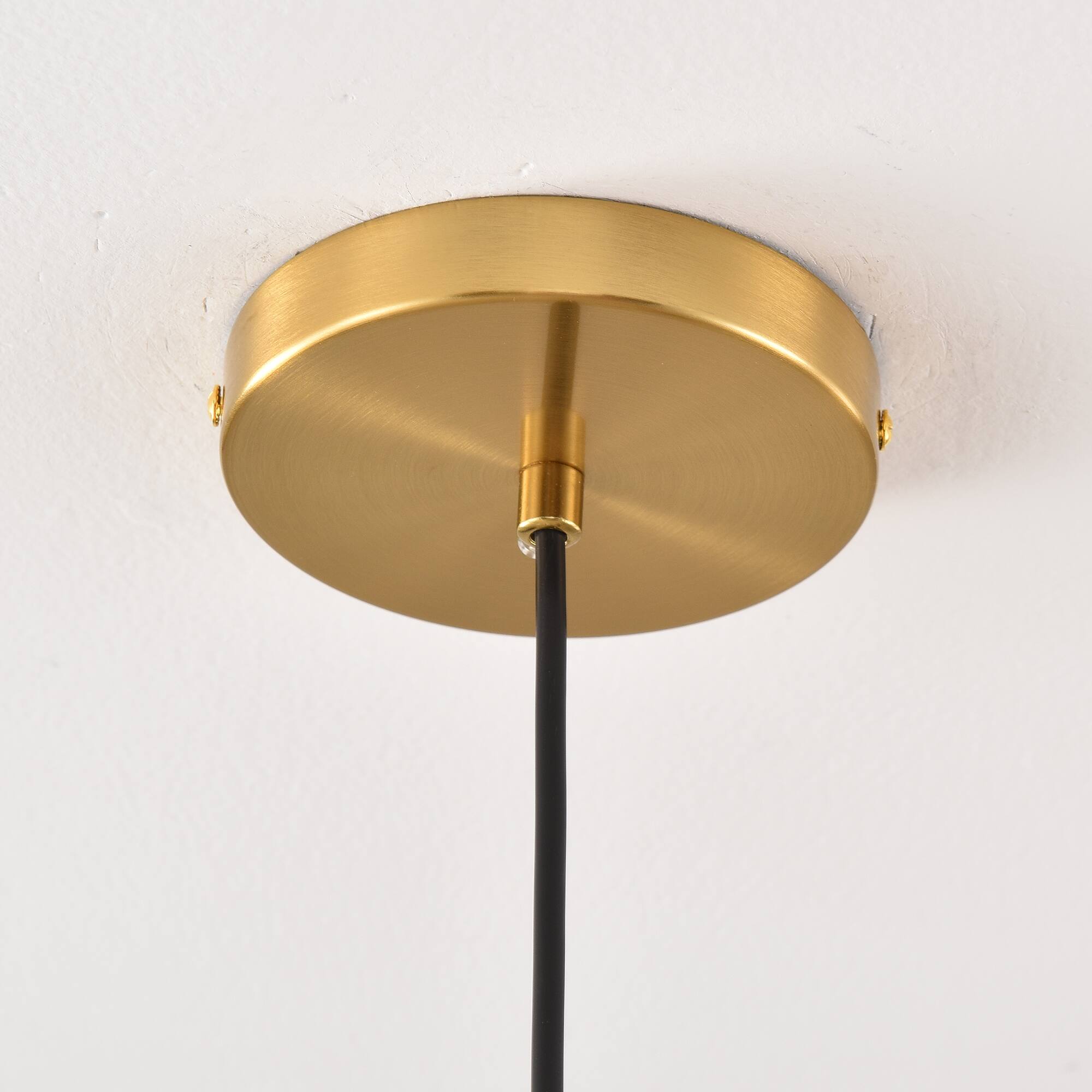 Alt View 5. Parrot Uncle - 7.4 Inch Minimalist Handcrafted Hammered Glass Bell Pendant Light, Single-Light Adjustable Hanging Ceiling Fixture - Brass.