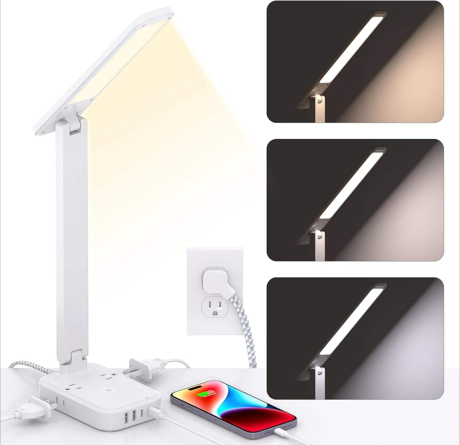 The Best Inks - blue Desk Lamp Table Lamp LED Touch USB Power Strip with Lamps Outlets Ports Small Extension Cord Home - default