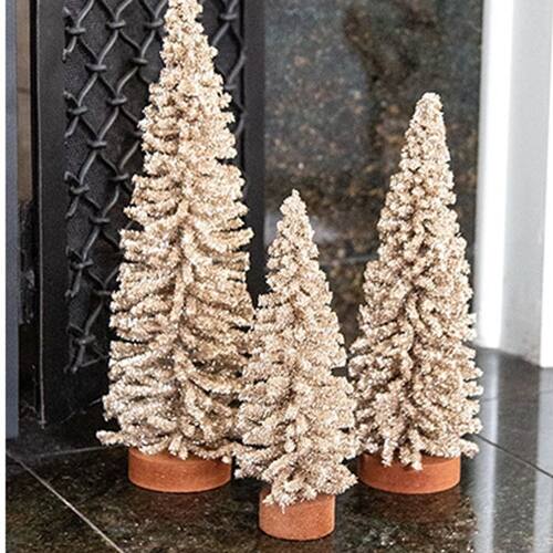 Angle. BreeBe - Champagne Gleam Bristle Tree 10" - Champagne, Brown.