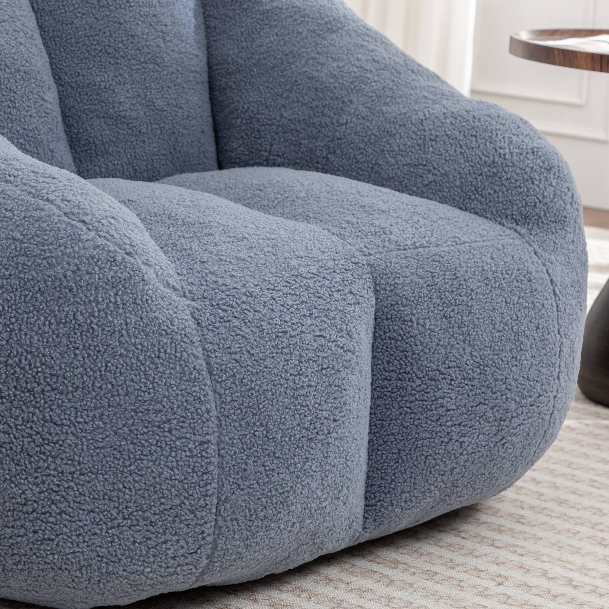 Alt View 7. GOODSILO - Large Faux Fur Bean Bag Chair with Memory Foam Filling for Ultimate Comfort and Support - Light Blue.