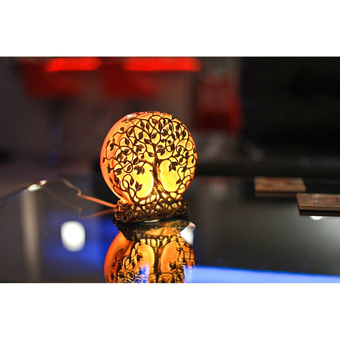 Alt View 4. Zeckos - Glowing Orange Tree of Life Plug-In Night Accent Light 6.25 inch - Orange.