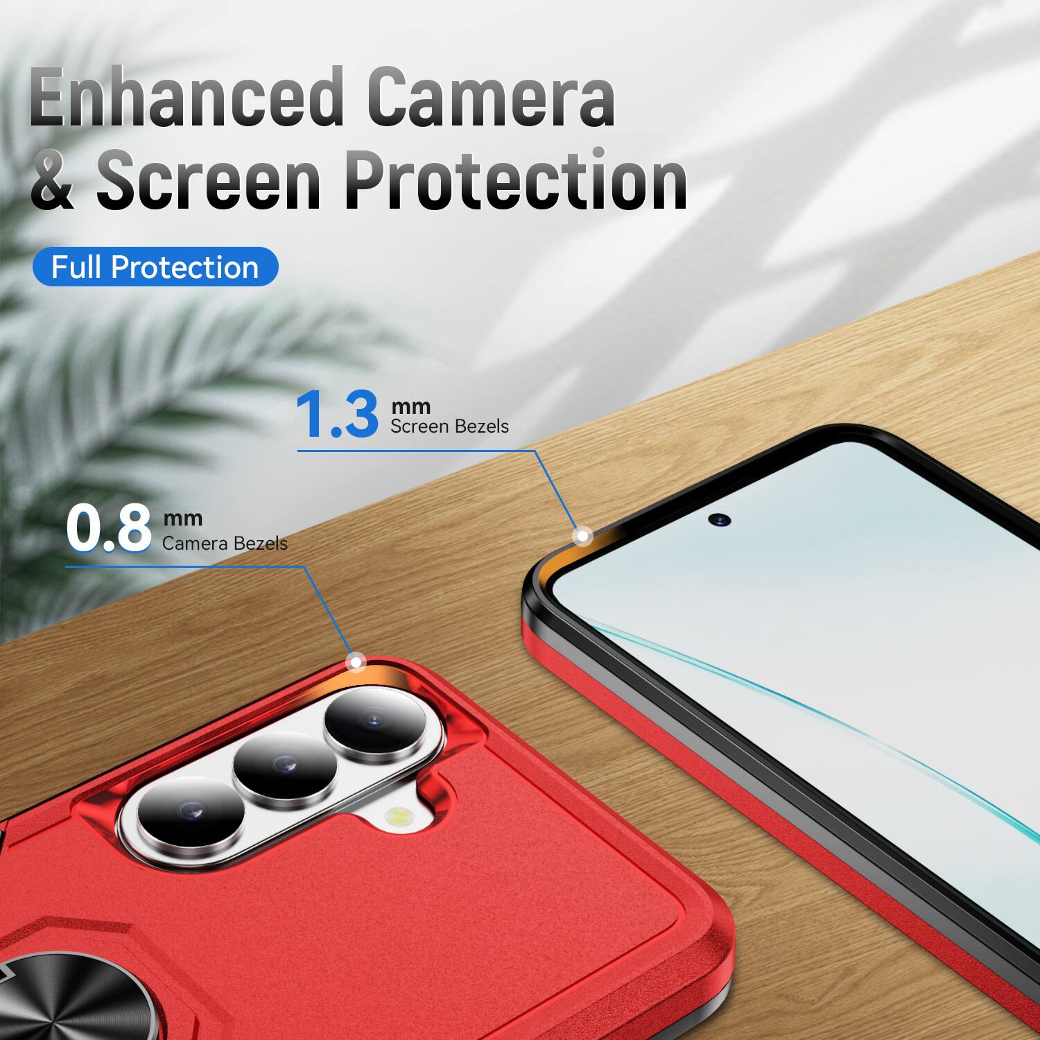Enhanced Camera & Screen Protection  
Full Protection  
1.3 mm Screen Bezels  
0.8 mm Camera Bezels