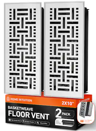 HOME INTUITION
BASKETWEAVE FLOOR VENT 2X10"
2 PACK
High Quality Steel
No Tools Needed
Easy Airflow
Dust Basket Included