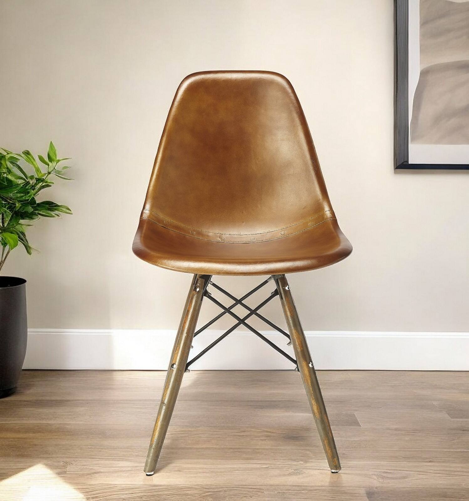 Angle. Hivvago - Hivvago 18 Inch Faux Leather Side Chair - Brown.