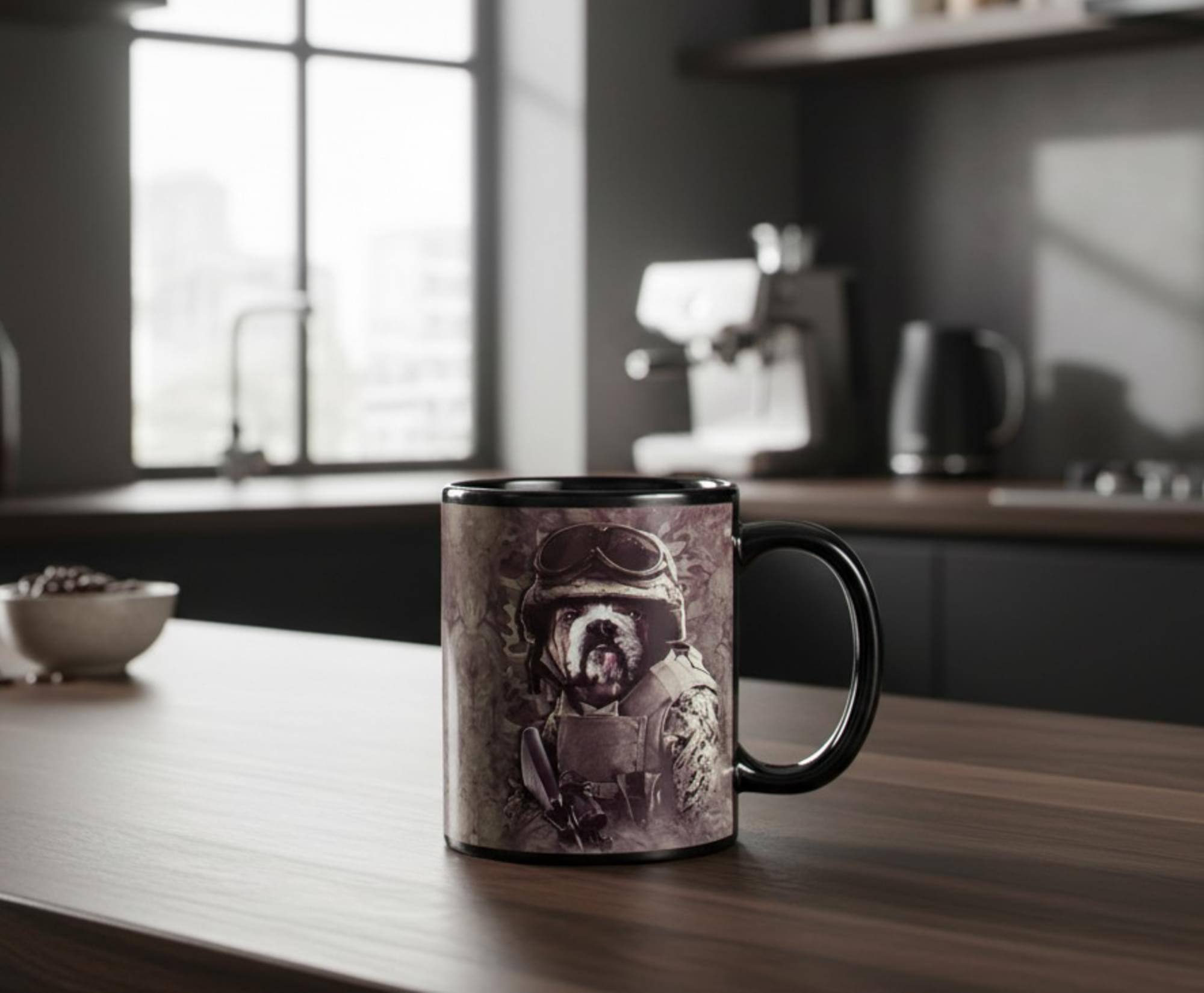 Alt View 3. Just Funky - Combat Sam 11oz Coffee Mug - Grey.