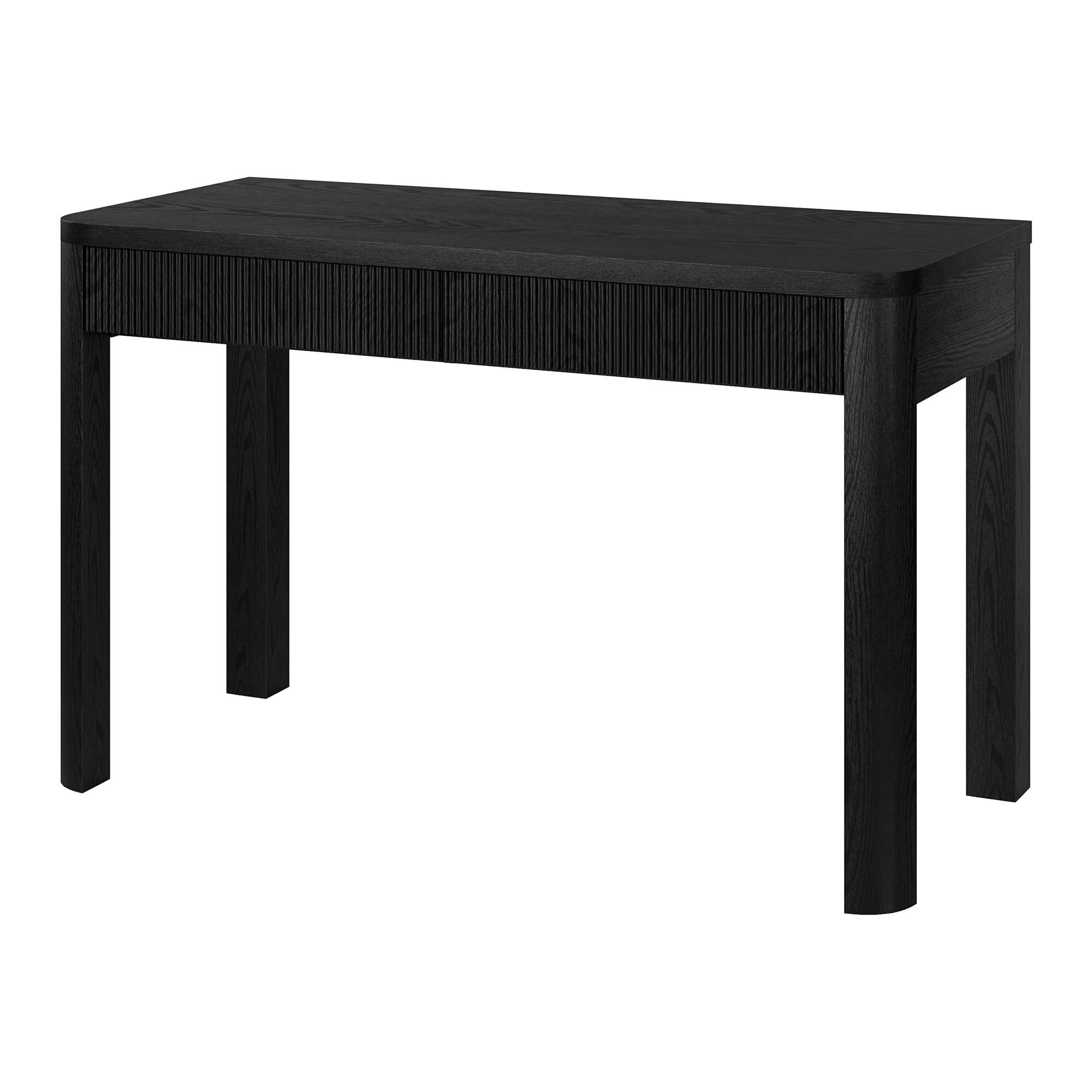 Alt View 2. Hudson&Canal - Mendoza 48'' Wide Rectangular Fluted Desk - Black Grain.
