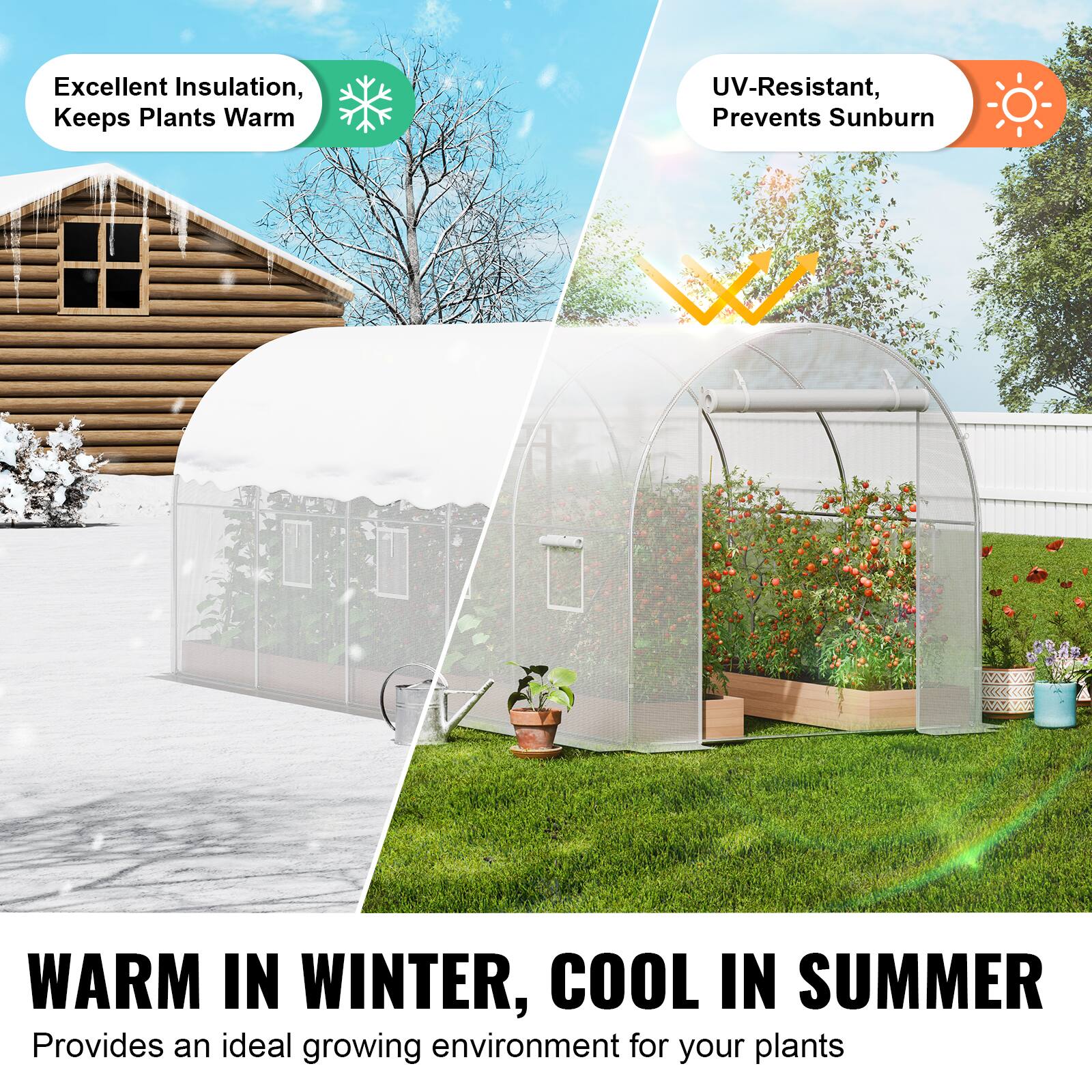 Excellent Insulation, Keeps Plants Warm, UV-Resistant, Prevents Sunburn, WARM IN WINTER, COOL IN SUMMER, Provides an ideal growing environment for your plants