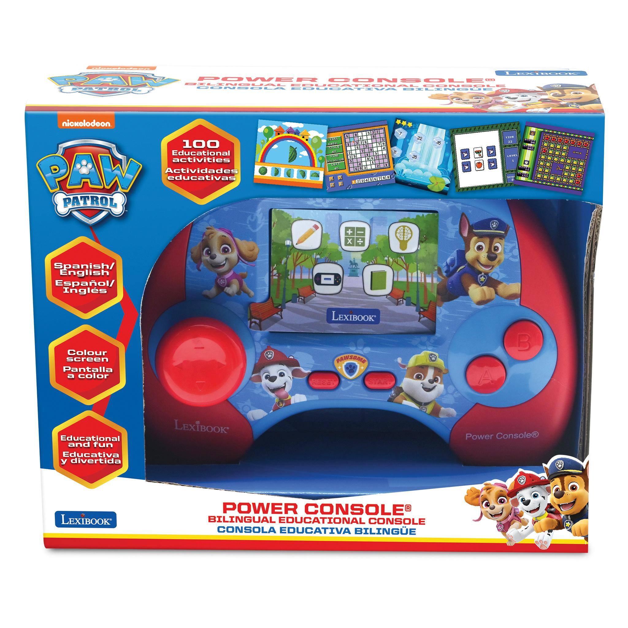 - DAR POWER CONSOLE
- LINGUAL UGA
- ON GATIONALBUNSRI TUUNEULE
- I PAVREU HENDOLO AUUDATIVA RUAiO
- nickelodeon
- 100 Educational activities
- PAW Actividades educativas
- PATROL
- Spanish/ English
- Espaol/ Ingles
- Colour screen
- Pantalla a color
- LEXIBOOK
- 2 A B
- Educational and fun
- Educativa divertida
- LEXIBOOK Power Console
- LEXIBOOK POWER CONSOLE
- BILINGUAL EDUCATIONAL CONSOLE
- CONSOLA EDUCATIVA BILINGE
