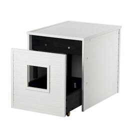 New Age Pet - ECOFLEX Freedom Litter Loo End Table with Pull Out Drawer for Easy Clean - White