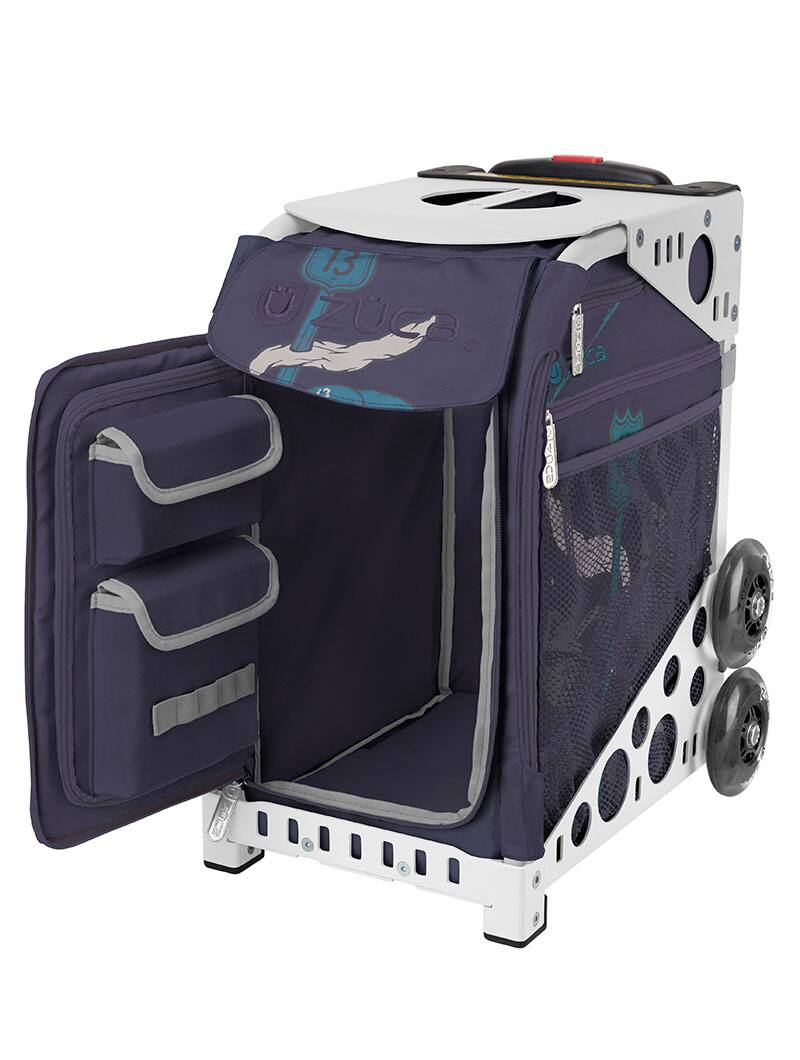 Left. Zuca - Zuca Let's Ride Insert Bag & Sport Frame (Grey) w/ Flashing Wheels - Two-Tone.