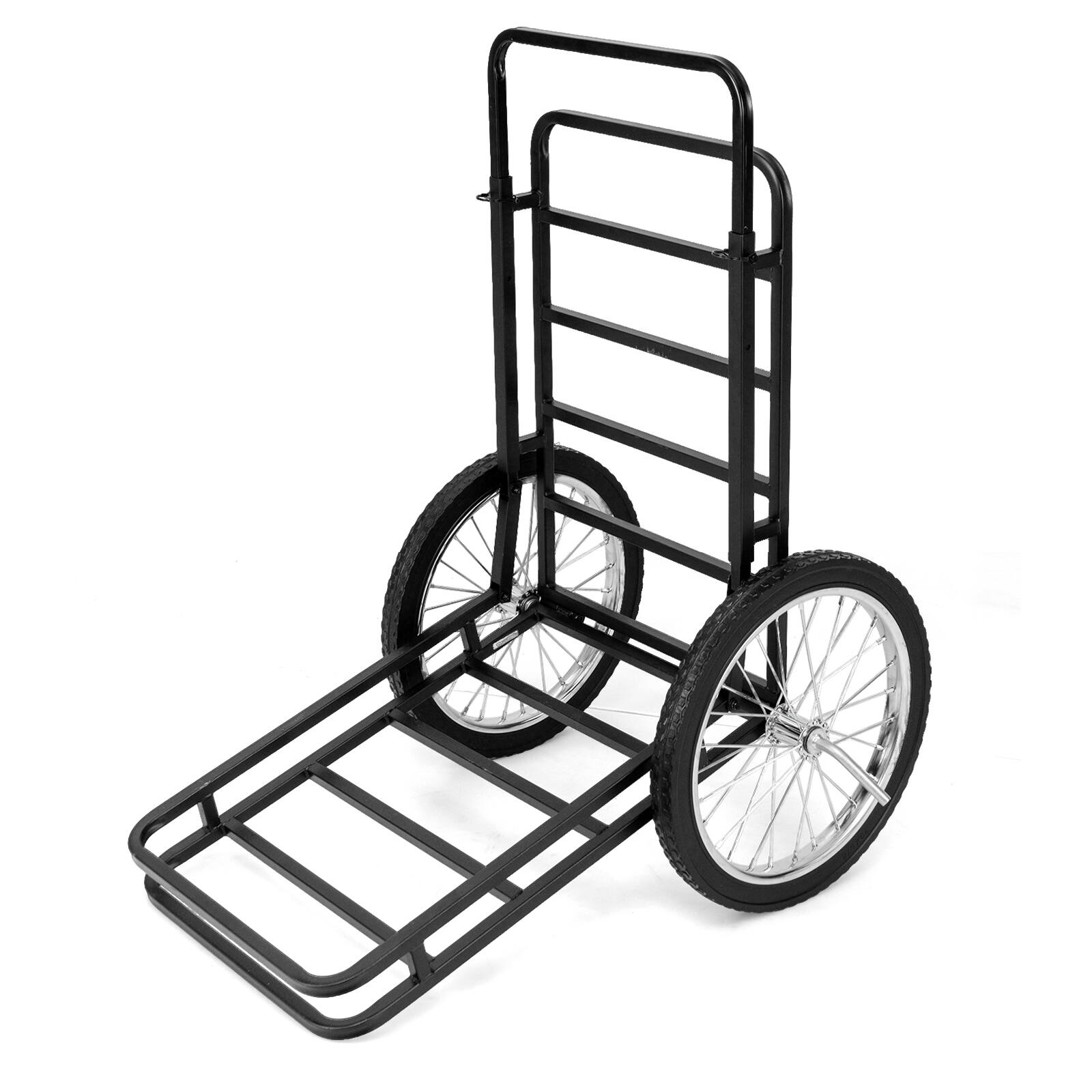Alt View 8. Gymax - Gymax 550 LBS Double-Layer Deer Cart w/20'' Rubber Wheels Heavy-Duty Flat Hauling Dolly - Black.