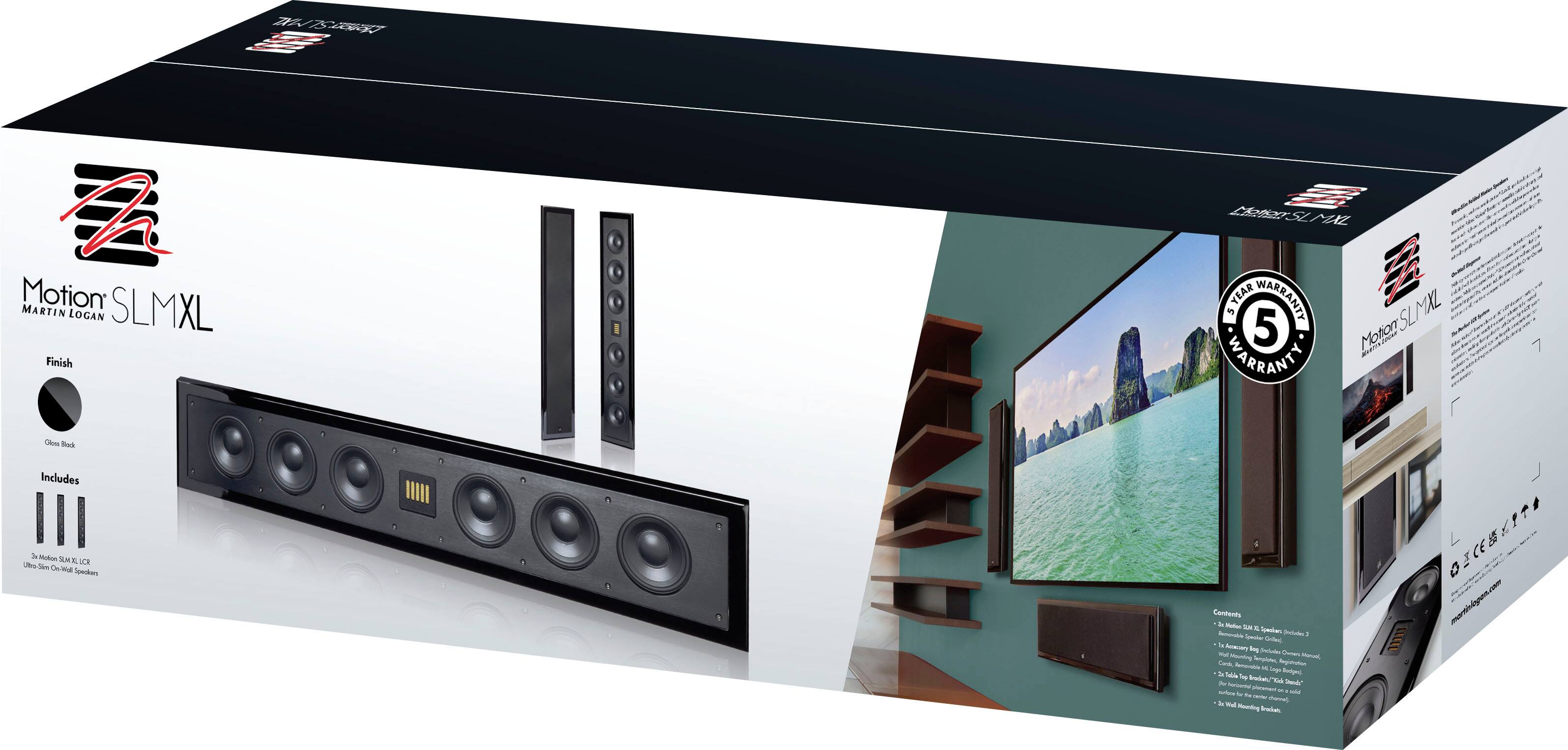 Motion SLM XL  
MARTIN LOGIC  

Finish:  
- Gloss Black  

Includes:  
- 1 x Motion SLM XL  
- 1 x DCR  
- 1 x Speaker  
- 1 x Remote  

5 YEAR WARRANTY  

Motion SLM XL  
MARTIN LOGIC  

Finish:  
- Gloss Black  

Includes:  
- 1 x Motion SLM XL  
- 1 x DCR  
- 1 x Speaker  
- 1 x Remote  

5 YEAR WARRANTY