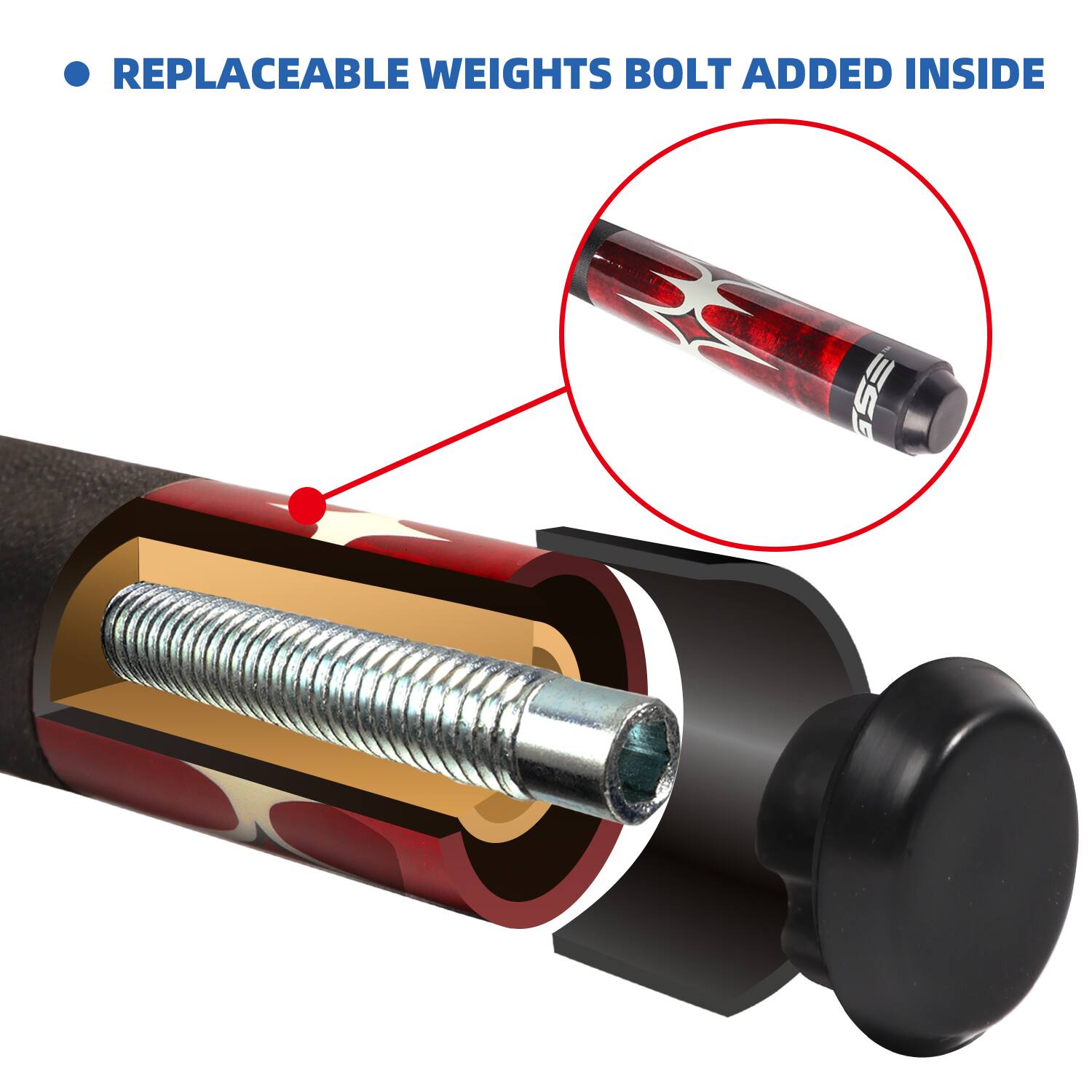 REPLACEABLE WEIGHTS BOLT ADDED INSIDE