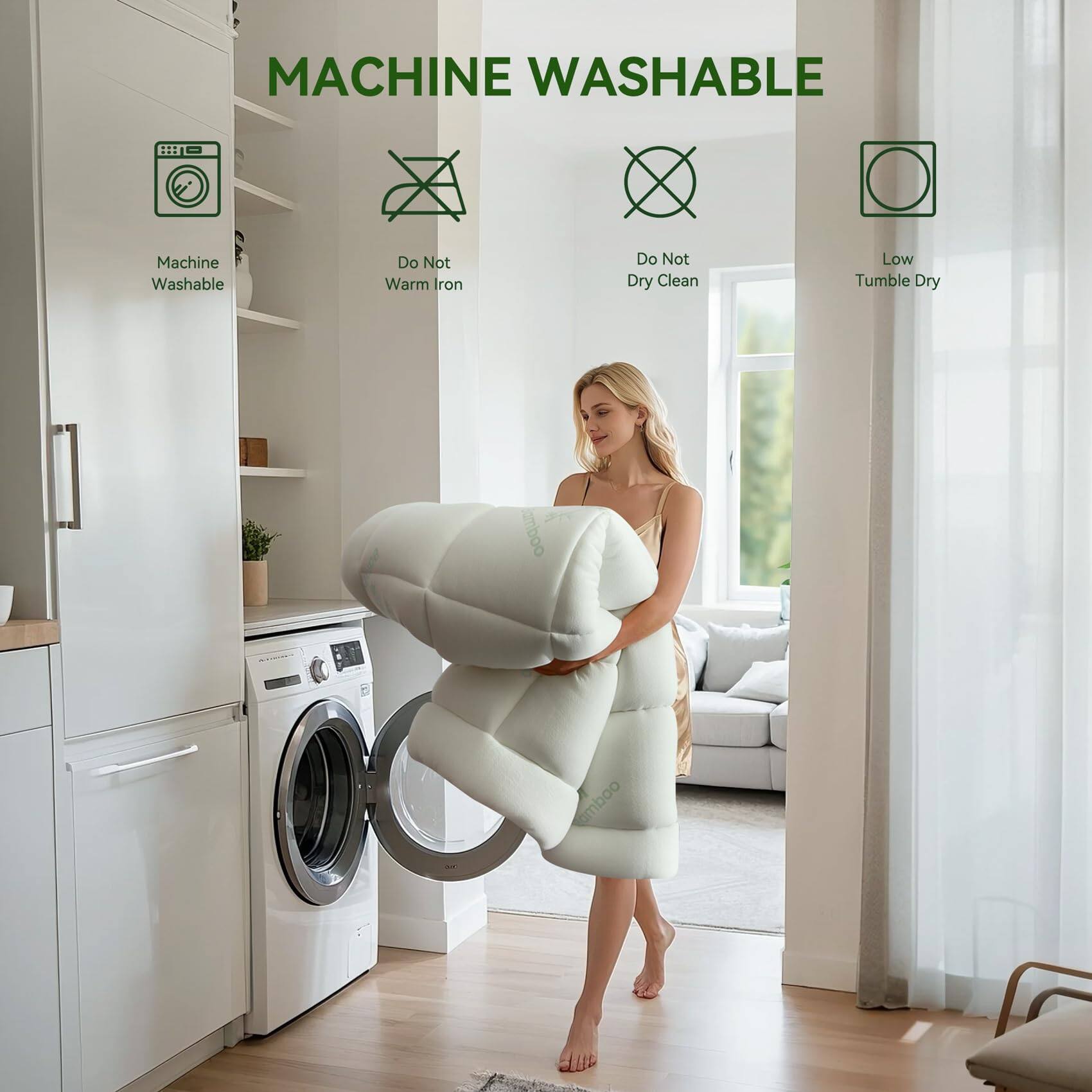 MACHINE WASHABLE

- Machine Washable
- Do Not Warm Iron
- Do Not Dry Clean
- Low Tumble Dry