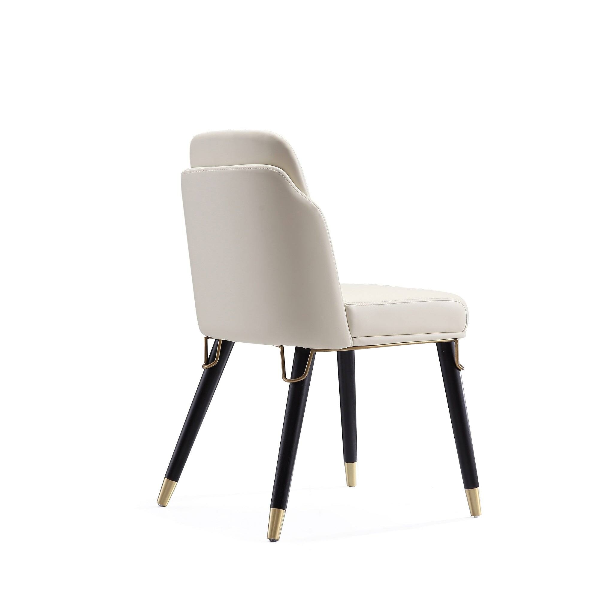 Alt View 2. Manhattan Comfort - Estelle Modern Wood Vegan Leather Dining Chair - Cream.