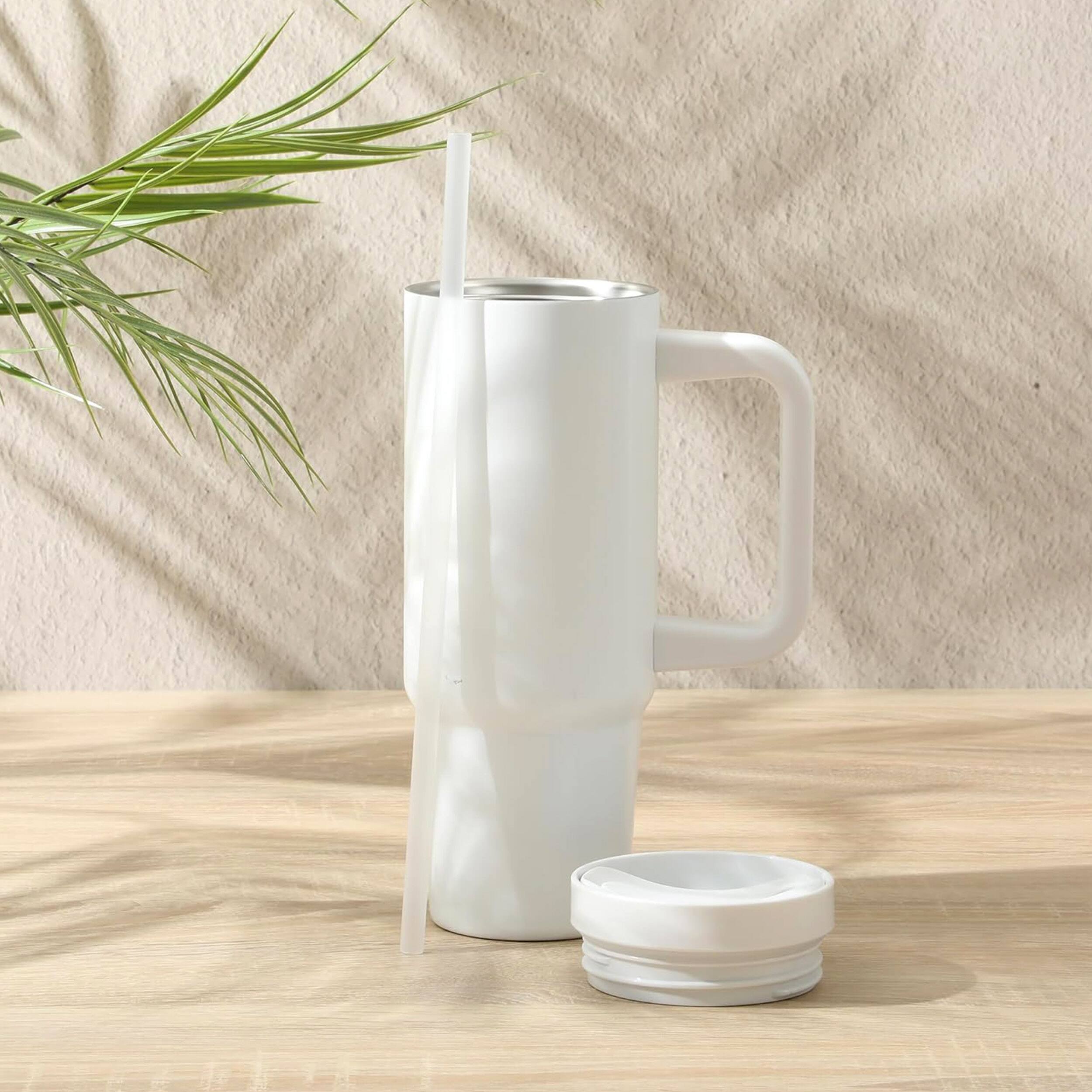 Alt View 1. Gibson - Gibson Home 29oz Marina Stainless Steel Thermal Tumbler with Side Handle and Straw in White - White.