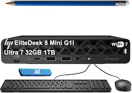 HP - Upgraded - EliteDesk 8 Mini G1i Business Desktop - AI PC - Intel Core Ultra 7 265T - 32GB RAM - 1TB SSD- Win11Pro - Black