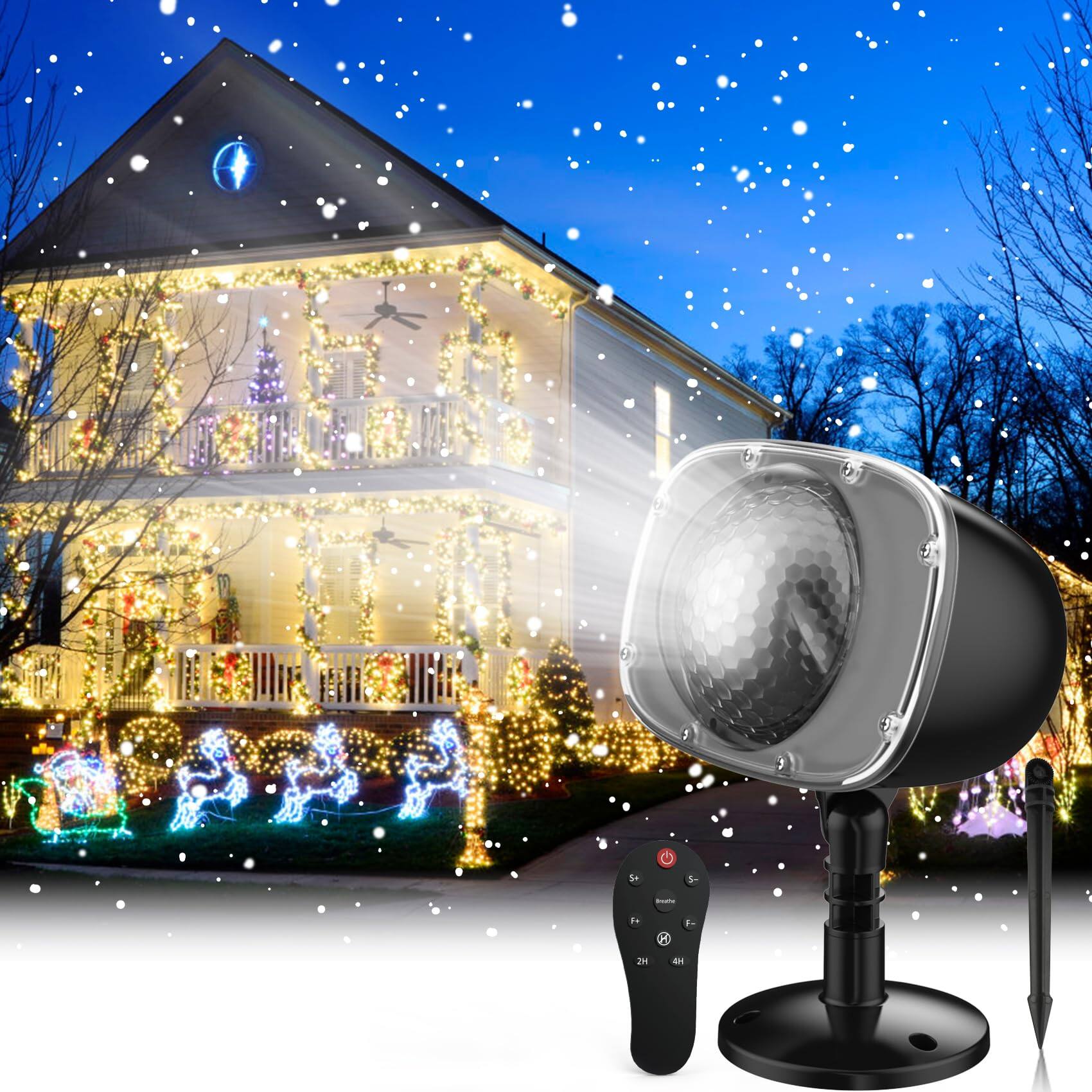 The Best Inks - Christmas Snowfall Projector Lights Waterproof Led Light Outdoor Indoor Snow Lighting With Dynamic Effect For Home - Default
