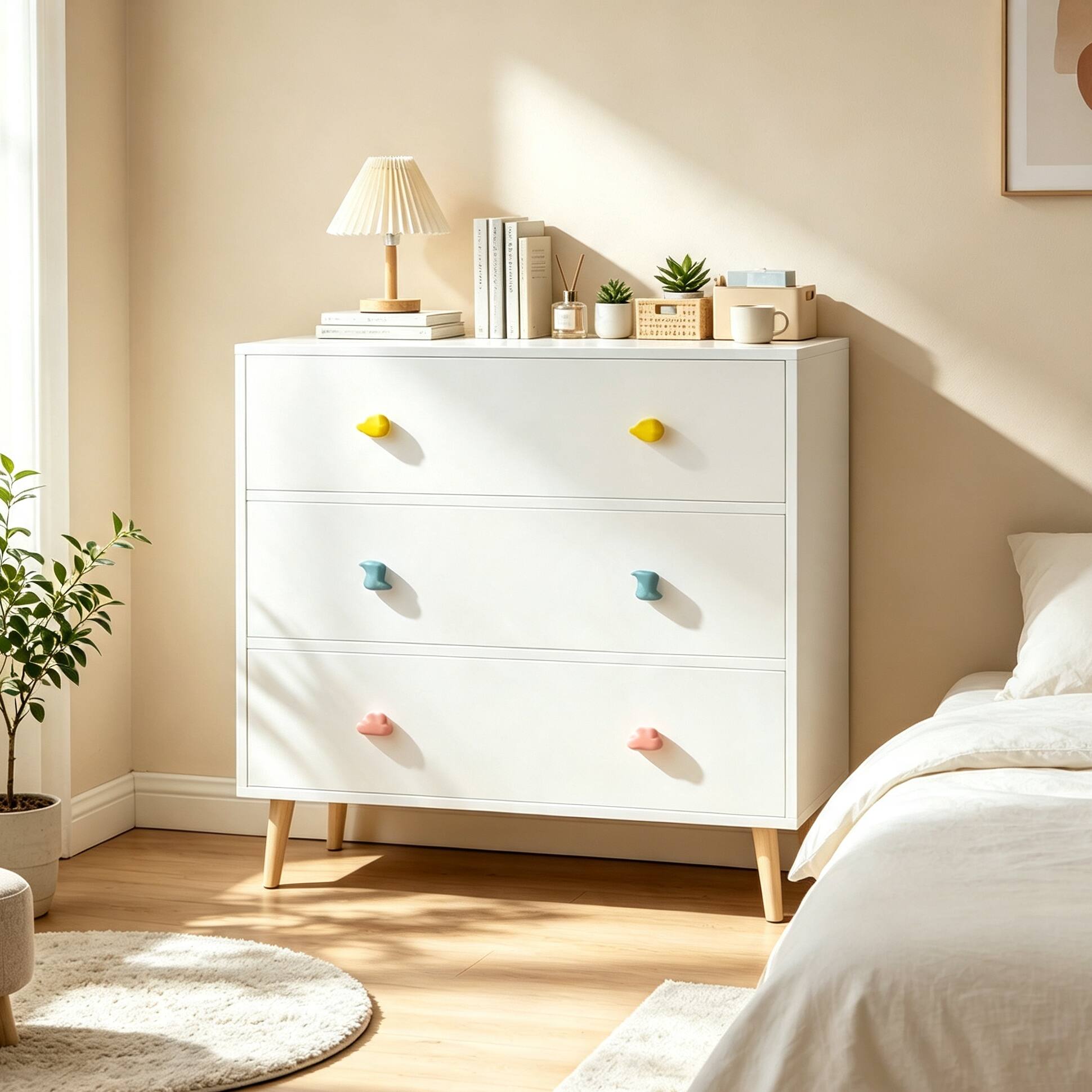 Z-Edge - Kids 3 Drawer Dresser, Baby Nightstand for Bedroom, Storage Cabinet for Toddler Child for Living Room, Toddler Room - White