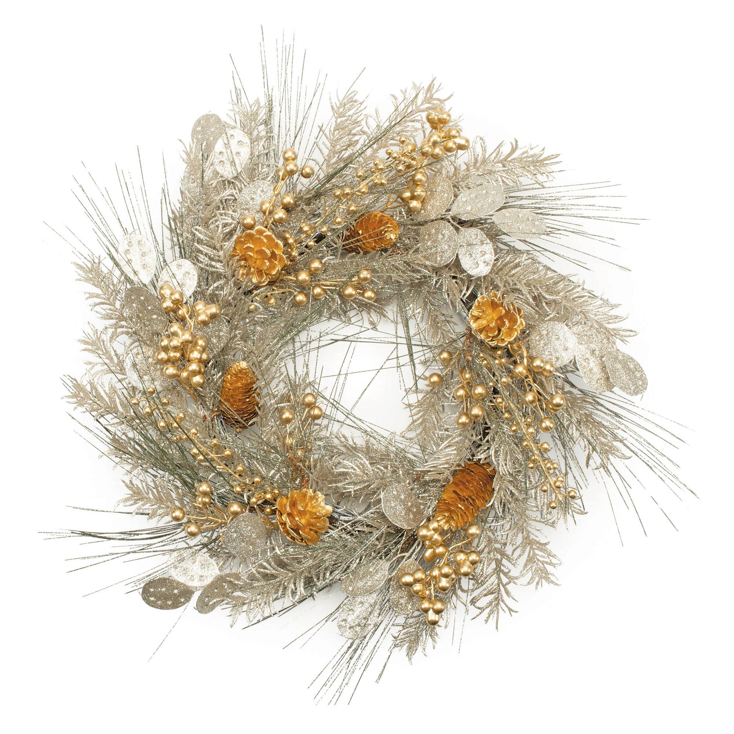 Flocked Pine Eucalyptus Berry Wreath 28