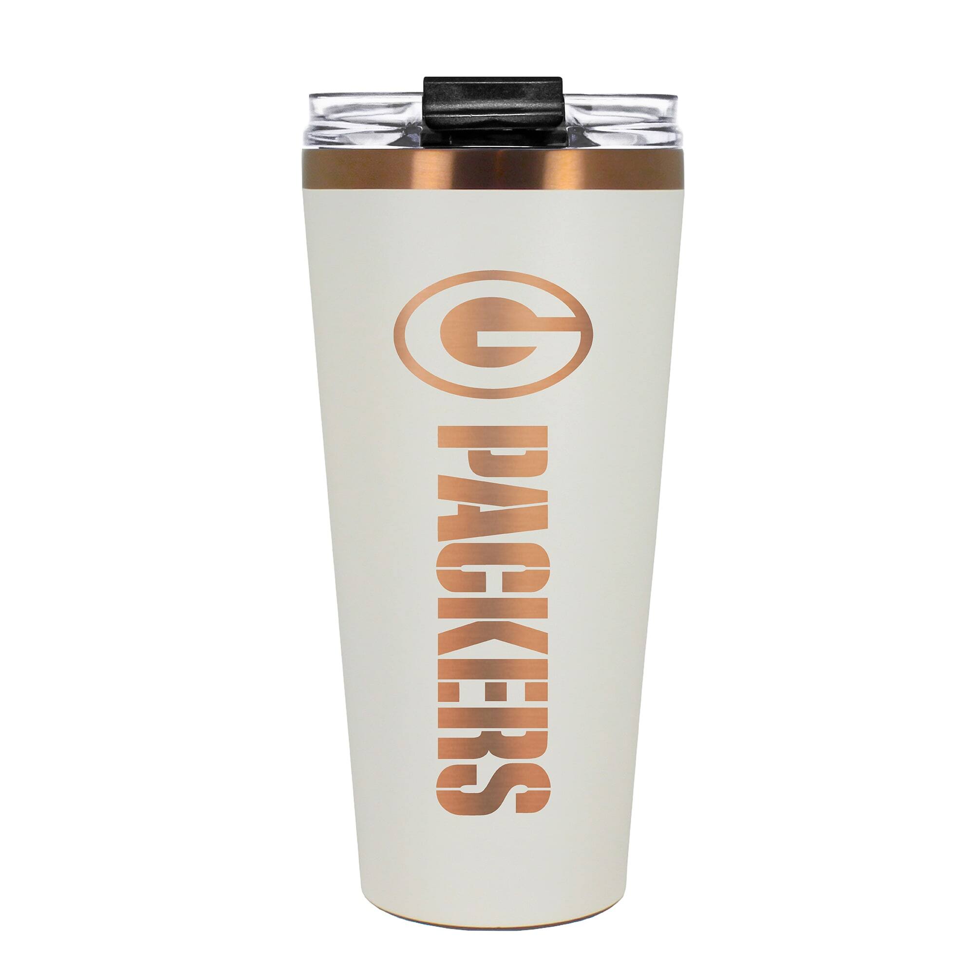 Front. Great American Products - Green Bay Packers 30oz. Big Slim Tumbler - Cream.