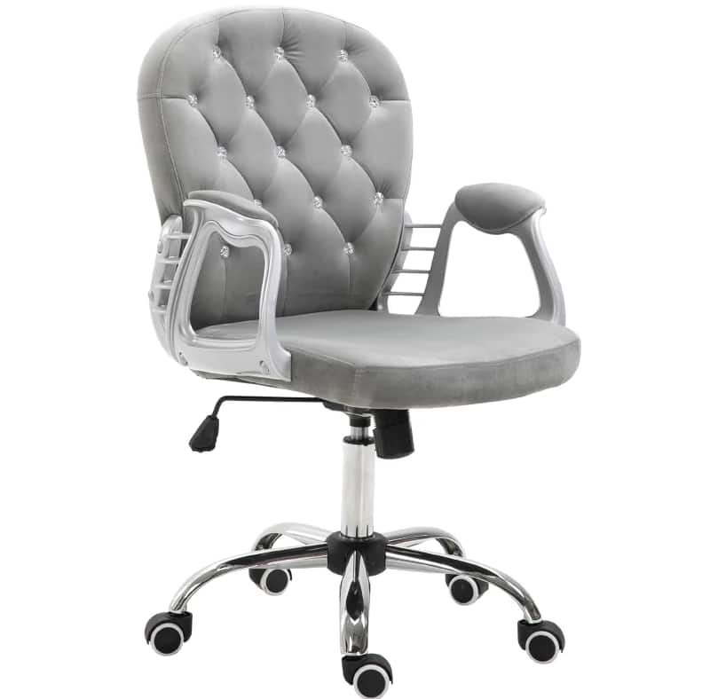 Forest'nSky - Grey Luxury Tufted Office Chair for A Stylish Choice for Home & Office, Plush Comfort - Gray