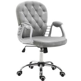 Forest'nSky - Grey Luxury Tufted Office Chair for A Stylish Choice for Home & Office, Plush Comfort - Gray