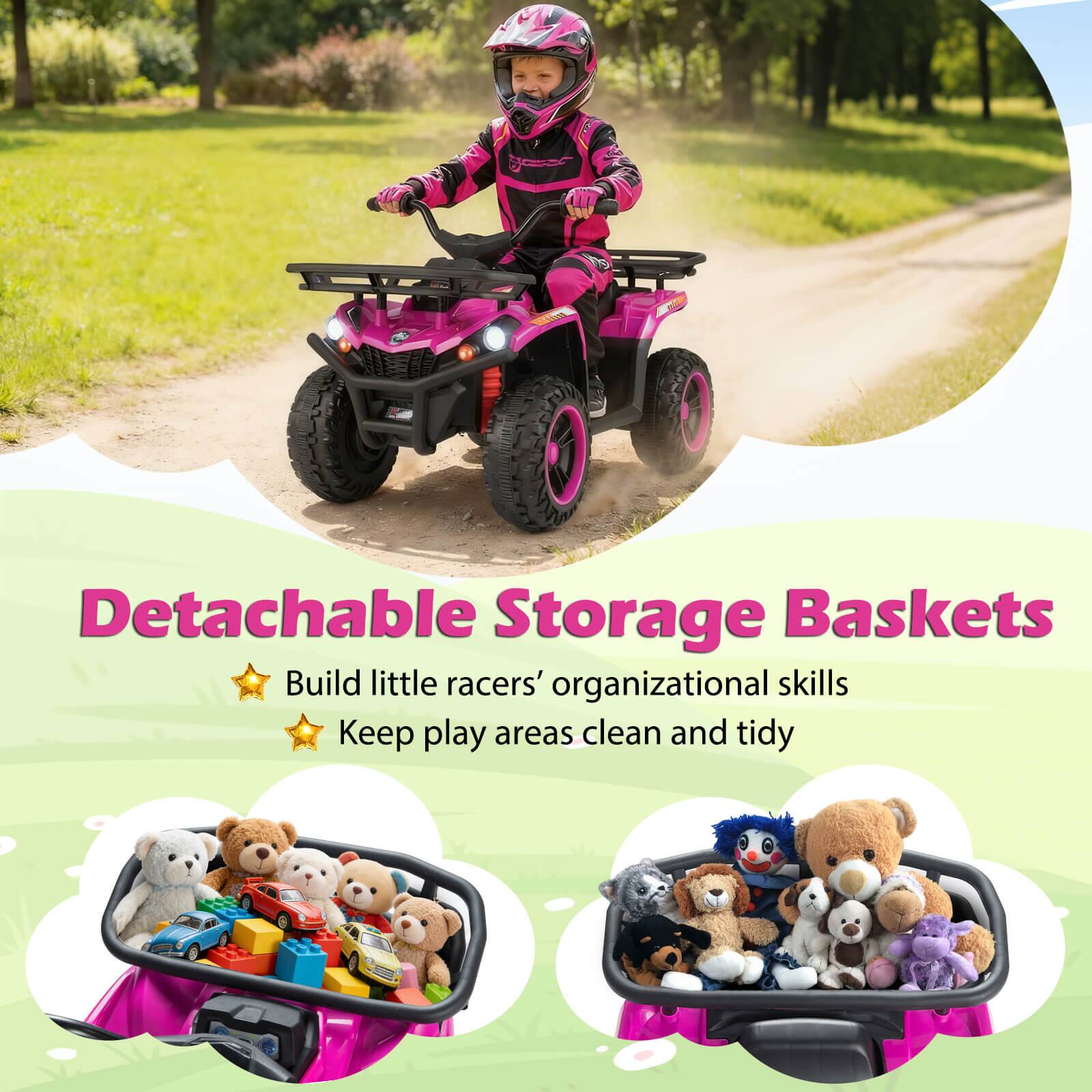 Detachable Storage Baskets  
Build little racers' organizational skills  
Keep play areas clean and tidy