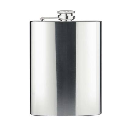 Front. Final Touch - Stainless Steel Flask - Silver.