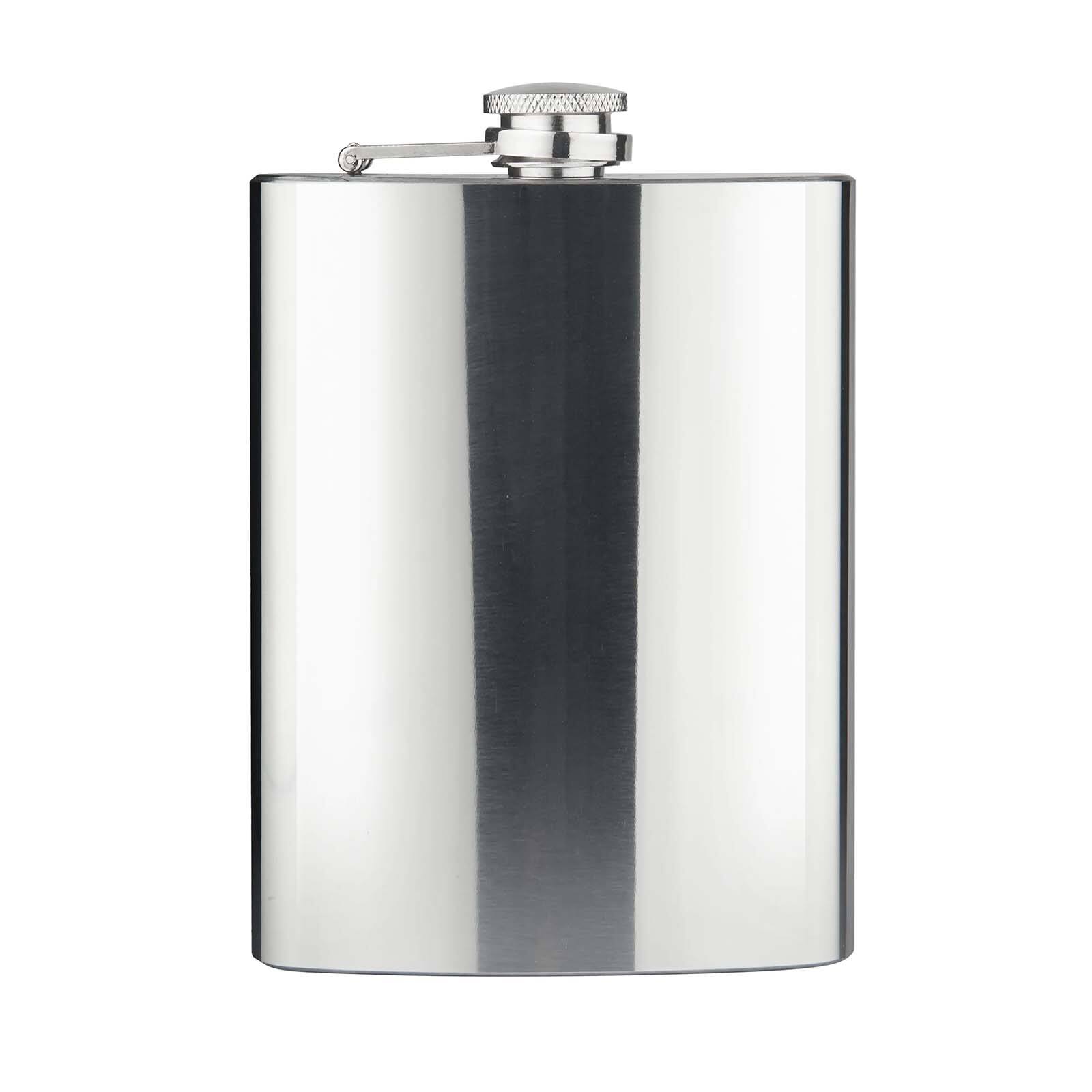 Front. Final Touch - Stainless Steel Flask - Silver.
