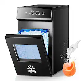 Etust - Chewable Bullet Ice Maker, 4-Min Quick Ice, Compact Countertop Machine with Self-Cleaning, 26lbs - Black