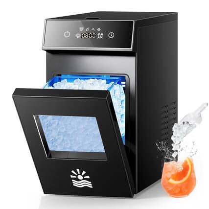 Front. Etust - Etust Chewable Bullet Ice Maker for Home, Compact Countertop Ice Machine with Self-Cleaning, 26lbs Capacity - Black.